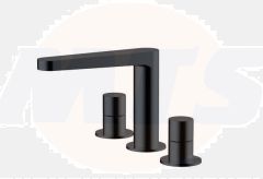 RAK Petit Round Dm 3 Hole Bsn Mxr In Matt Black RAKPER3011B Bathroomsuites