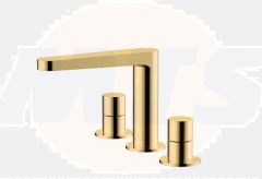 RAK Petit Round Dm 3 Hole Bsn Mxr In Brush Gold RAKPER3011G Bathroomsuites