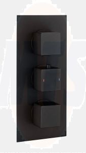 RAK Sq Dual Outlet, 3 Handle Therm Conc Shwr Valve RAKSHW3203SB Bathroomsuites