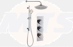 Round Shower Pack 10 - Sphere Slim Plate Two Outlet & Riser Overhead Kit DICMP0072
