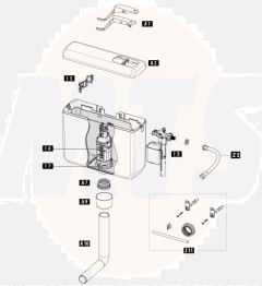 SCHWAB COMPACT IRIS FLUSH MECHANISM DOUBLE EXHAUST SCHWAB 635737