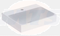 Geberit ONE lay-on washbasin, vertical outlet: B=50cm, T=40cm, Tap hole=central, Overflow=without, white / KeraTect  505.030.01.6