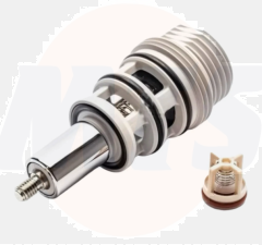 Roca NP Bath/Shower Diverter AG0116500R, which is a component used in mixing valves to control the flow of water between a bathtub spout and a showerhead. It's a mechanism that redirects water to the desired outlet, either the bath spout or the showerhead