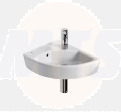 Roca Hall Corner Wall-Hung Basin with Left-Hand Shelf 350 x 430mm - 1 Taphole A327623000
