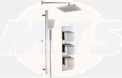 Square Shower Pack 10 - Rhomba Slim Plate Two Outler & Riser Overhead Kit