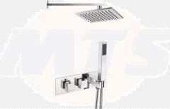 Square Shower Pack 5 - Targa Twin Two Outlet with Handset & Brass Overhead Shower