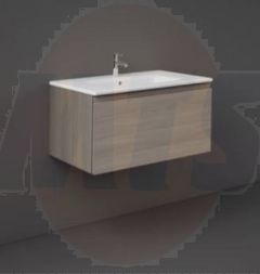 RAK Joy Uno Wh 1 Drawer Vanity 80Cm In Grey Elm UNOWH080EGY Bathroomsuites