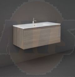 RAK Joy Uno Wh 1 Drawer Vanity 100Cm In Grey Elm UNOWH100EGY Bathroomsuites