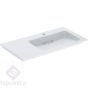 Geberit ONE vanity basin, horizontal outlet, left shelf surface: B=90cm, T=48cm, Tap hole=right, Overflow=without, white / KeraTect, glossy white   505.009.00.1