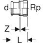 Geberit Mapress Copper adapter with female thread, 22