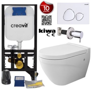 Hanging Toilet Set with Bidet Complete Wall Closet Bocchi Taormina White incl Toilet seat 1012-001-0128