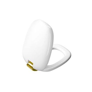 Vitra Plural Toilet Seat  Gold Color Metal Hinged  Soft Close  Easily Removable  White 126-003-019