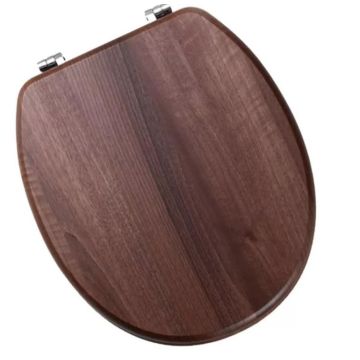 Sherwood Soft Close Toilet Seat with Chrome Hinges - Dark Walnut 34.01205