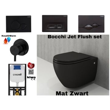 Complete Rimless Toilet Set Matt Black with Bidet Hanging toilet Bocchi Jet flush Rimless 	4fe00827-4c63-3e1b-4109-b38ae426838c