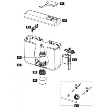 SCHWAB FLUSH VALVE  FOR COMPACT IRIS CISTERN SCHWAB 635738 FIG L6 / 3838912039729