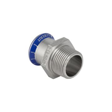 Geberit Mapress Stainless Steel adapter with male thread, LABS-free, 22, 1/2" / 81715 / 4024723817154