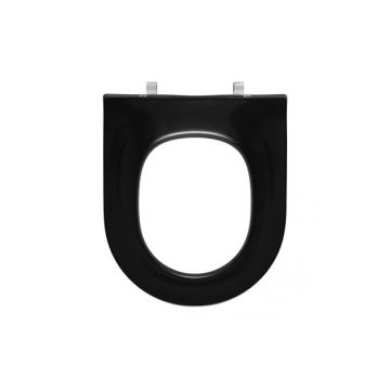 Standard toilet seat without cover with hinge in stainless steel Black