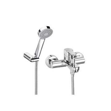 Roca  L20 wall-mounted bath-shower mixer with handset, hose and bracket A5A0109C02