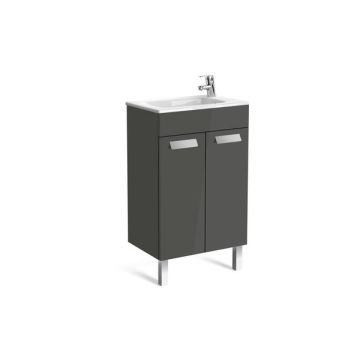 Roca  Debba basin and compact base unit 505 x 360mm - 2 soft-close doors - gloss anthracite grey A855900153
