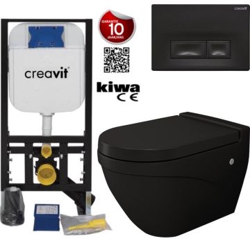 Hanging Toilet Set Complete Wall Closet Bocchi Taormina Matte Black incl Toilet seat 	aa2efddd-c6fb-daf9-2b64-50616cb6a36a