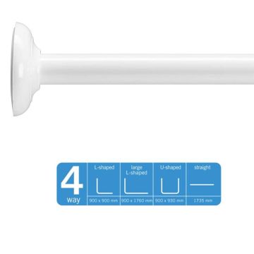 Croydex AD118922 Modular Shwr Rail System White
