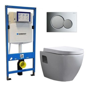 Geberit UP 320 Toilet set -Daley Sigma-01 Chrome Matt Chrome - Built-in WC Wall-mounted toilet DC2458