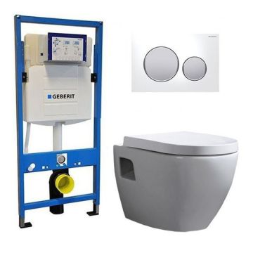 Geberit UP 320 Toilet set -Daley Sigma-20 White Matt Chrome - Built-in WC Wall-hung toilet  DC2460-1