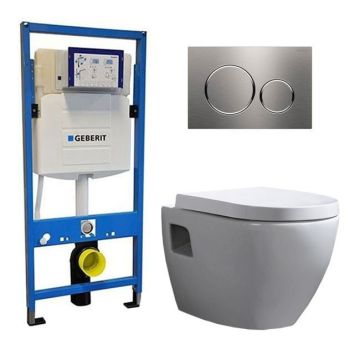 Geberit UP 320 Toilet set -Daley Sigma-20 Stainless Steel Brushed - Built-in WC Wall-hung toilet  DC2566