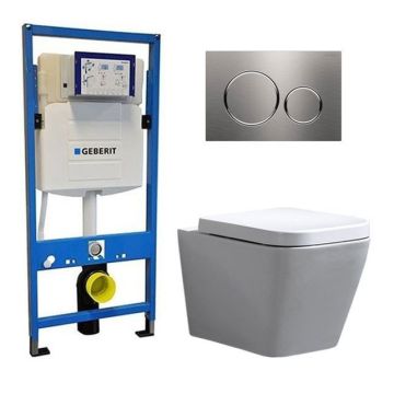Geberit UP 320 Toilet set - Alexandria Sigma-20 Stainless Steel Brushed - Built-in WC Wall-hung toilet DC2575