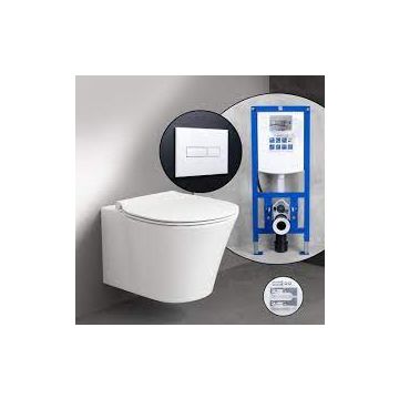 Ideal Standard Connect Air Aquablade Wall-hung WC + Grohe Concealed Cistern Set  E005401