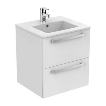 Ideal Standard Spares Tempo 500mm wall hung vanity basin unit with 2 drawers - Gloss White -E1103WG