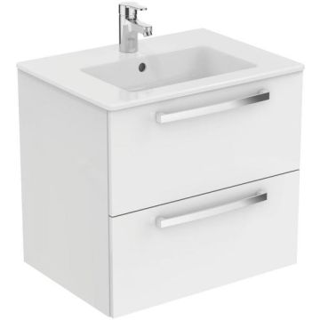 Ideal Standard  Tempo 600mm wall hung vanity basin unit with 2 drawers - Gloss White  E3240WG