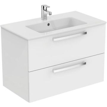 Ideal Standard  Tempo 800mm wall hung vanity basin unit with 2 drawers - Gloss White  E3242WG