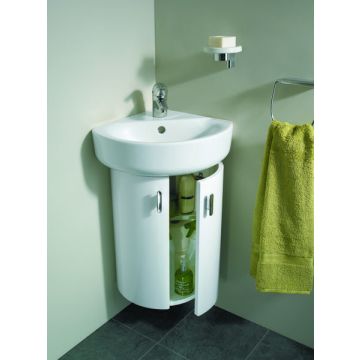 Ideal Standard Spares Concept 370 x 380mm wall hung corner basin unit with two doors - Gloss White -E6848WG