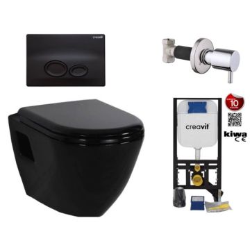 Wall-hung toilet set Gloss black with Bidet Creavit tp325 black Concealed cistern, bidet tap and control panel black toilet seat soft close. fb89a215-c888-4f78-511c-c8e7036e2562