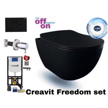 Hanging toilet set Matt Black with Bidet Toilet set Rimless Creavit Freedom with GP5003 + Pressure plate + Toilet seat Softclose FE322-00SM00E-0005 + GR5003 + ACL90