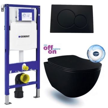 Geberit Toilet Set UP 320 Freedom Matt Black Rimfree Softclose Quick Release Toilet Seat Sigma 01 Matt Black 	FE322-11SM00E-0000