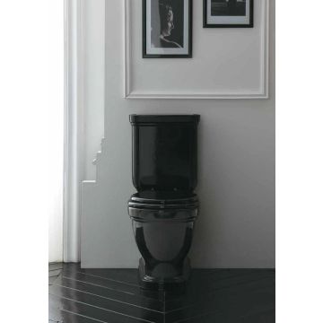 Galassia Ethos Black polyester / wooden seat-cover Standard Close, chromed hinges 8495NE