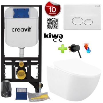 Toilet set with bidet Rimless Warm - Cold Matt White with diverter tap incl. Softclose toilet seat GP2002.00-1
