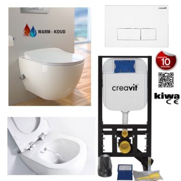 Complete Wall-hung toilet Set with integrated bidet tap Hot and cold Wall-hung toilet + Concealed cistern + pressure plate GR5003-FE322WK