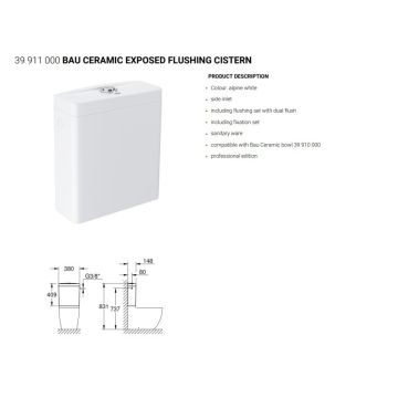 Grohe Bauedge Toilet Ceramic Cistern Side Inlet 39911000 
