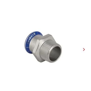 Geberit M15409 Mapress male iron straight connector 88.9mm x 3" Stainless Steel 