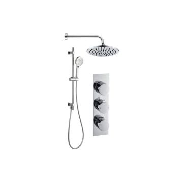 Round Shower Pack 10 - Sphere Slim Plate Two Outlet & Riser Overhead Kit DICMP0072