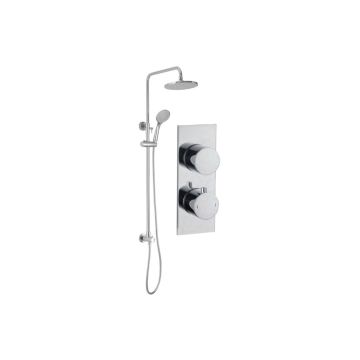 Round Shower Pack 9 - Sphere Slim Plate Two Outlet & Riser/ Overhead Kit DICMP0070