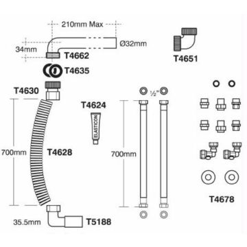 Armitage Shanks S064967 Care Plus Flexible Feed 700mm