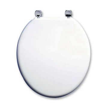 ARMITAGE SHANKS BAKASAN TOILET SEAT AND COVER WITH STAINLESS STEEL ROD AND CHROME PLATED PILLAR HINGES S406001