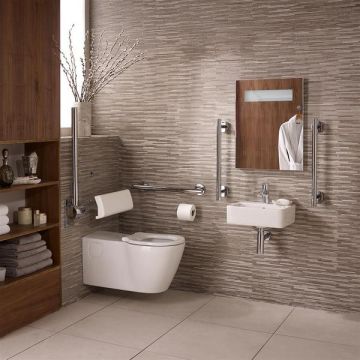 Ideal Standard  Freedom Bathroom pack inc 40cm Cube handrinse basin and 75cm projection wall hung WC bowl - Chrome rails  S6404AA
