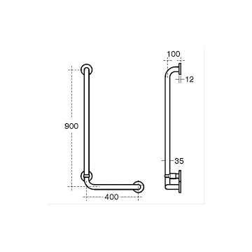 Ideal Standard Spares Contour 21 90 x 40cm angled shower grab rail - left hand - Charcoal -S6474RN