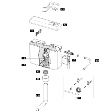 SCHWAB COMPACT IRIS FLUSH MECHANISM DOUBLE EXHAUST SCHWAB 635737