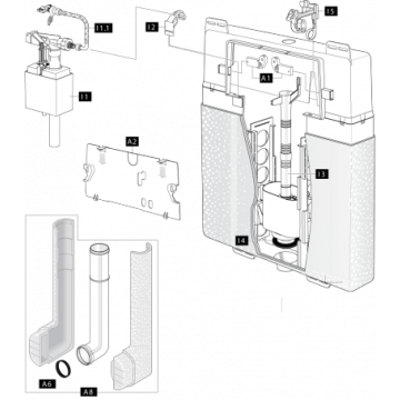 Schwab Concealed flushing cistern From 1997 (Mod. 190.000) From 1999 to 2003 (Mod. 190.0400) For start/stop flush